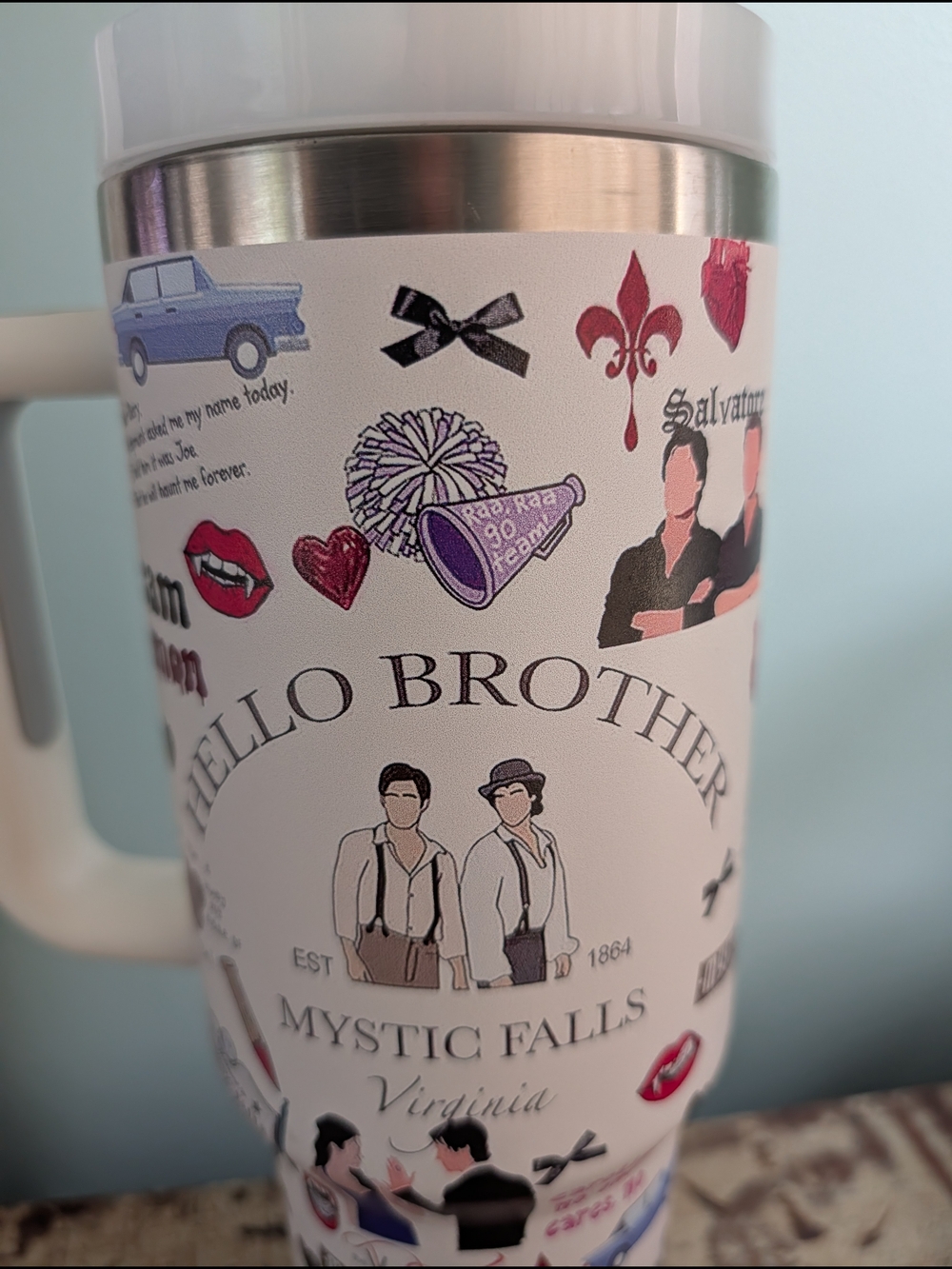 The Vampire Diary Mystic Falls 40oz Tumbler, Hello Brother, See Listing - Picture 2 of 7